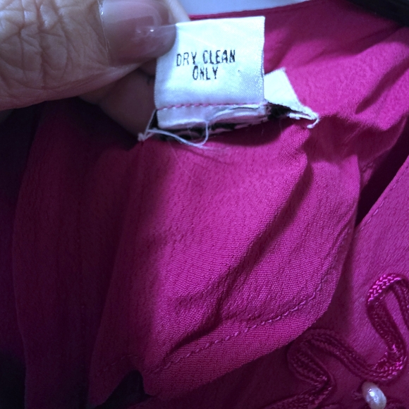 Vintage Sarin New York Beaded Maxi Dress Size M Pink 80s Drop Waist Rayon - Picture 7 of 9